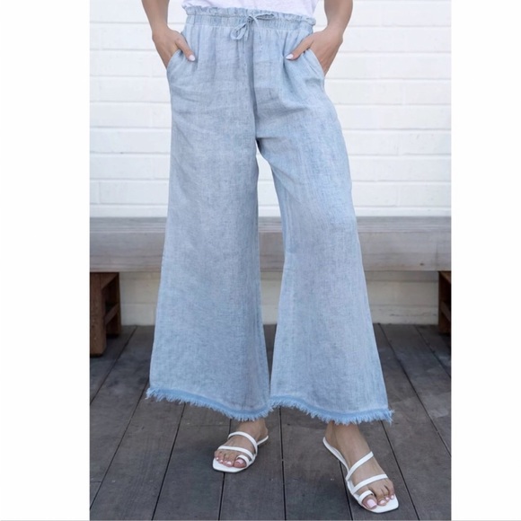 Venti6 coastal lagenlook wide leg pull on linen pants - Picture 11 of 11